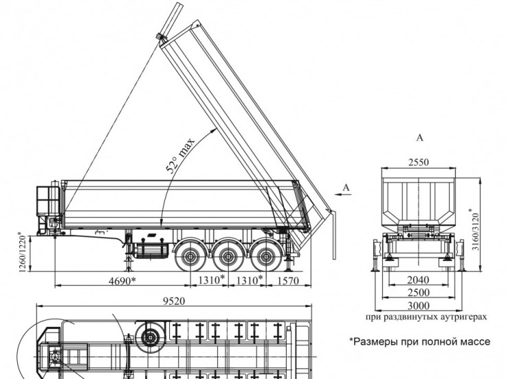 Полуприцеп-самосвал ЧМЗАП 9520 по спецификации 022