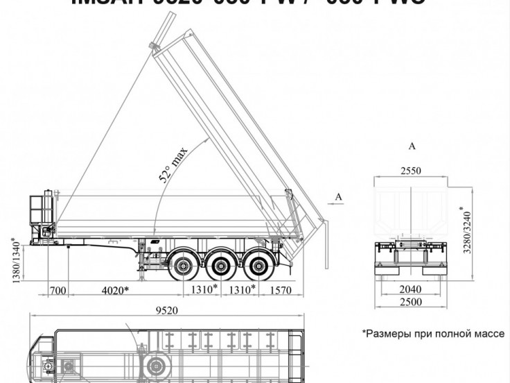 Полуприцеп-самосвал ЧМЗАП 9520 по спецификации 030 PW/030 PWЭ