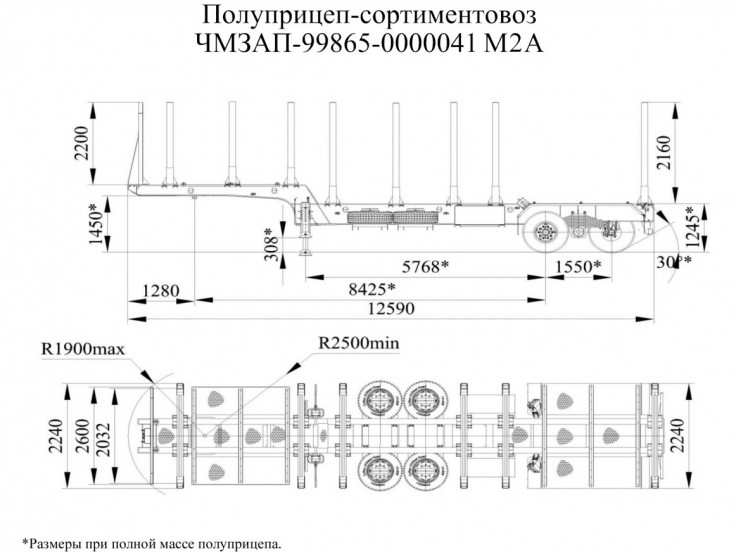 Полуприцеп-сортиментовоз ЧМЗАП 93853 по спецификации 041 М2А